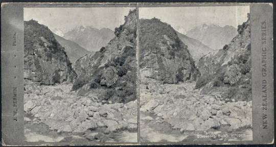 Stereo card New Zealand Graphic series. Torrent Governor's Bush Mt Cook. - 140065 - Postcard