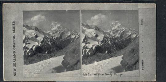 Stereo card New Zealand Graphic series of Mt Cook from Sealy Range. - 140068 - Postcard