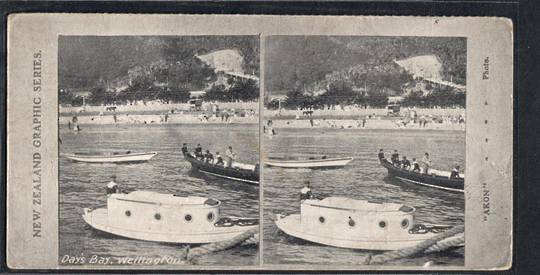 Stereo card New Zealand Graphic series of Days Bay Wellington. - 140078 - Postcard