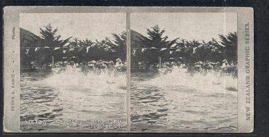 Stereo card New Zealand Graphic series. Chute Days Bay Wellington. - 140079 - Postcard