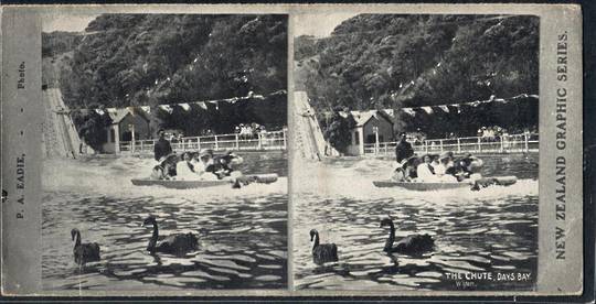 Stereo card New Zealand Graphic series. Chute Days Bay Wellington. - 140080 - Postcard