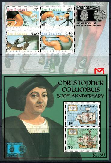 NEW ZEALAND 1992 Columbian International Stamp Exhibition. Set of 2 miniature sheets. - 14028 - UHM