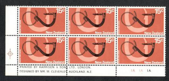 NEW ZEALAND 1970 Pictorial 15c Maori Fish Hook. Plate 1A1A1A. - 14907 - UHM
