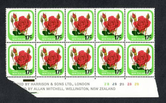 NEW ZEALAND 1979 Provisional 17c on 6c Rose. Plate 2B2B2B2B2B. - 15027 - UHM