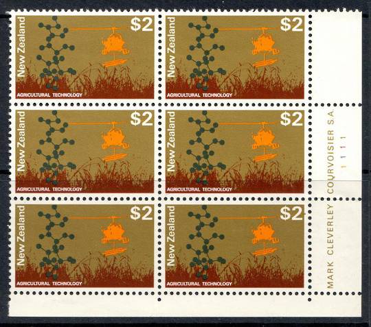 NEW ZEALAND 1970 Pictorial $2 Agriculture. Plate Block 1111. - 15029 - UHM