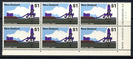 NEW ZEALAND 1970 Pictorial $1 Geothermal Power. Plate Block 1111. - 15081 - UHM