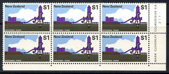 NEW ZEALAND 1970 Pictorial $1 Geothermal Power. Plate Block 2111. - 15213 - UHM