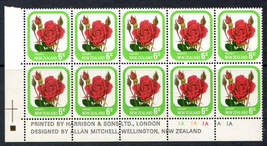 NEW ZEALAND 1975 Roses 6c Cresset. Plate 1A1A1A1A1A. - 15243 - UHM