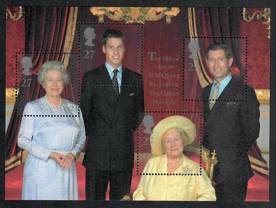 GREAT BRITAIN 2000 Queen Elizabeth the Queen Mother's 100th Birthday. Miniature sheet. - 19565 - UHM