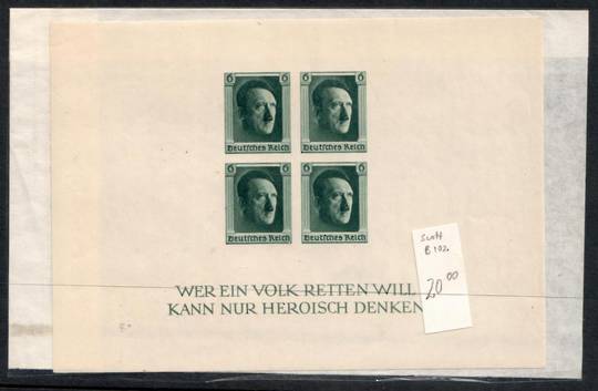 GERMANY 1937 Hitler's Culture Fund. Miniature sheet. - 19620 - LHM