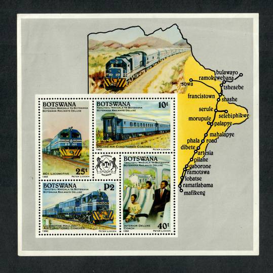 BOTSWANA 1992 Centenary of the Deluse Railway. Miniature sheet. The sheet is not quite perfect but the set is. At the price of t