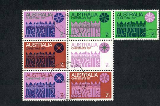 AUSTRALIA 1971 Christmas. Block of 7. - 19816 - VFU