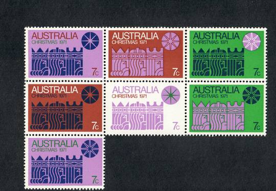 AUSTRALIA 1971 Christmas. Block of 7. - 19853 - UHM