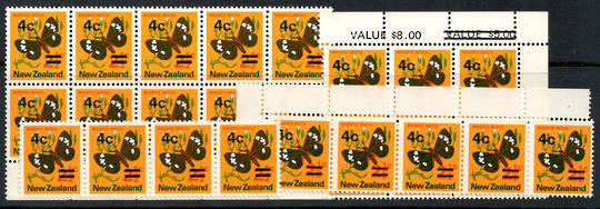 NEW ZEALAND 1970 Pictorial 4c on 2½c Magpie Moth. Value block and other items. Useful lot. - 19855 - UHM