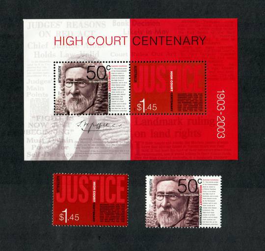 AUSTRALIA 2003 Centenary of the High Court. Set of 2 and miniature sheet. - 19858 - UHM