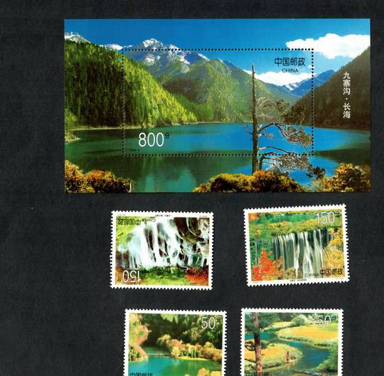 CHINA 1997 World Heritage Site Jiuzhaigou. Set of 4 and miniature sheet. - 19887 - UHM