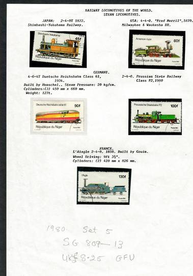 NIGER 1980 Railway Locomotives of the World. Set of 5. - 19893 - VFU