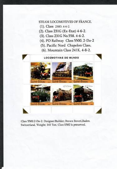 GUINEA-BISSAU 2002 Railway Locomotives of the World. Miniature sheet. (France). - 19894 - UHM