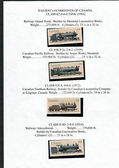 CANADA 1985 Steam Railway Locomotives. Set of 4. - 19896 - UHM