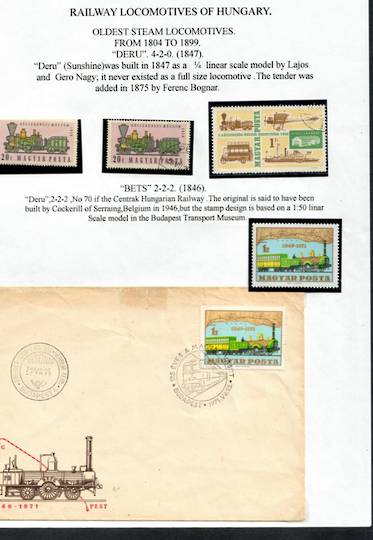 HUNGARY Oldest Steam Locomotives. Written up page from collection. Includes a cover with Special Postmark. - 19897 - PostalHist