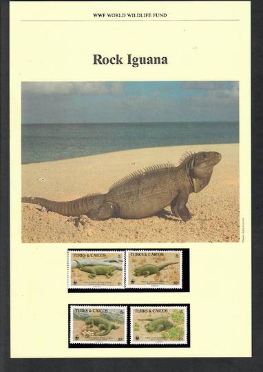 TURKS & CAICOS ISLANDS 1986 World Wildlife Fund. Rock Iguana. Set of 4 in mint never hinged and on first day covers with 6 pages