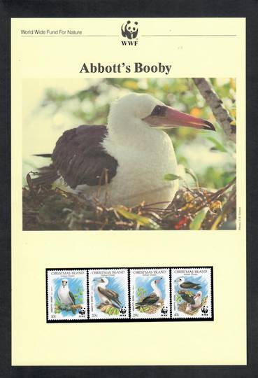 CHRISTMAS ISLAND 1990 World Wildlife Fund. Abbott's Booby. Set of 4 in mint never hinged and on first day covers with 6 pages of