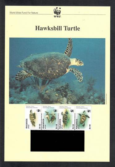 MALDIVE ISLANDS 1995 World Wildlife Fund. Hawkesbill Turtle. Set of 4 in mint never hinged and on first day covers with 6 pages