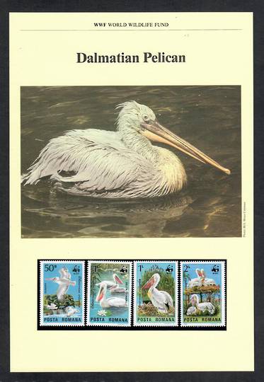 RUMANIA 1984 World Wildfile Fund. Pelican. Set of 4 in mint never hinged and on first day covers with 6 pages of official text.