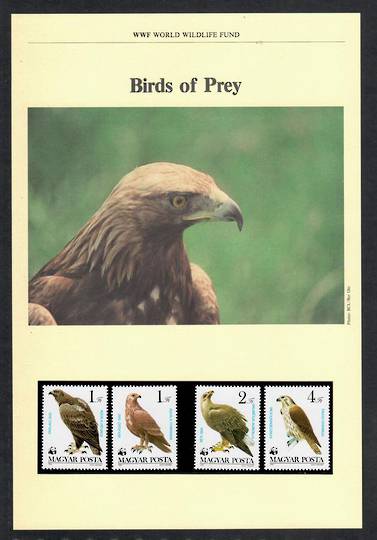 HUNGARY 1983 World Wildlife Fund. Birds of Prey. First series. Set of 4 in mint never hinged and on first day covers with 6 page