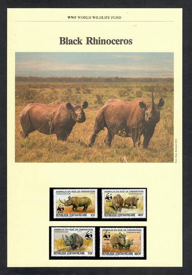 CENTRAL AFRICAN REPUBLIC 1983 World Wildfile Fund. Rhinoceros. Set of 4 in mint never hinged and on first day covers with 6 page
