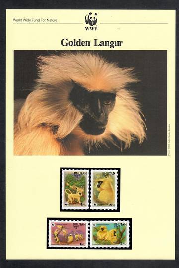 BHUTAN 1984 World Wildfile Fund. Golden Langur. Set of 4 in mint never hinged and on first day covers with 6 pages of official t