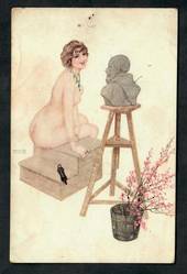 Coloured postcard of Le Modele Irreverencieux par Raphael Kirchner. Pinholes. - 20010 - Postcard