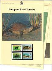 SLOVENIA 1996 World Wildlife Fund European Pond Tortoise. Set of 4 in mint never hinged and on first day covers with 6 pages of