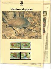 NIUAFO'OU World Wildlife Fund Megapode. Set of 4 in mint never hinged and on first day covers with 6 pages of official text. The
