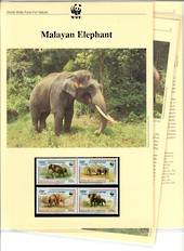 CAMBODIA 1997 World Wildlife Fund Malayan Elephant. Set of 4 in mint never hinged and on first day covers with 6 pages of offici