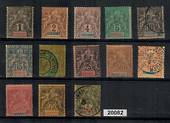 DIEGO-SUAREZ 1894 set of 13. MNG and FU with two excellent complete circular postmarks.Scarce. - 20082 - Mixed