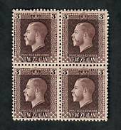 NEW ZEALAND 1915 Geo 5th Definitive 3d Brown. Recess print. Two perf pair  in block. One pair UHM One pair LHM. - 20103 - LHM