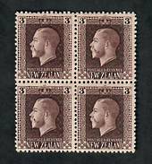 NEW ZEALAND 1915 Geo 5th Definitive 3d Brown. Recess print. Two perf pair in block. One pair UHM One pair LHM. - 20103 - LHM