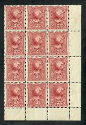 NEW ZEALAND 1898 Pictorial 2d Pembroke. London print. Corner block of 12. - 20115 - UHM