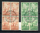 NEW ZEALAND 1940 Heath. Set of 2. in blocks of 4 with fine Remuera H class cancel. - 20118 - FU