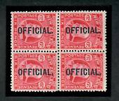 NEW ZEALAND 1909 Edward 7th Official 6d Red in block of four. Two VLHM and two UHM. - 20123 - Mixed