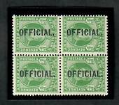 NEW ZEALAND 1909 Edward 7th Official ½d Green in block of four. Two VLHM and two UHM. - 20125 - Mixed