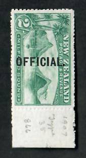 NEW ZEALAND 1898 Pictorial Official 2/- Green. Copy at right margin. Brilliant colour. Faint gum creases. Well above average. -