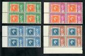 MAURITIUS 1948 Centenary of the First British Colonial Postage Stamp. Set of 4 in blocks of 4. - 20148 - VFU