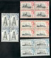 FALKLAND ISLANDS 1964 50th Anniversary of the Battle of the Falkland Islands. Set of 4 in blocks of 4. Perfect copies. - 20149 -