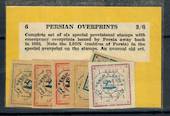 PERSIA 1903 Overprints. Set of 6. Still in the original stamp package purchased for 3/6d in the 1950-1967 period. Now highly cat