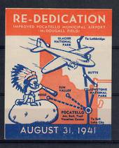 USA 1941 Rededication of the Pocatello Municipal Airport. Label in fine never hinged condition. - 20394 - Cinderellas
