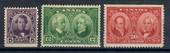 CANADA 1927 60th Anniversary Second set of 3. Two stamps part imperf (refer note in SG). Clean and fresh appearance. Hinge remai
