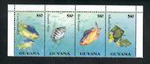 GUYANA Fish  Strip of 4. $80.00 face value each stamp. - 20515 - UHM