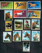 WORLD Selection of 15 stamps. Thematic HORSES. - 20596